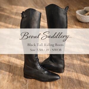 Beval Saddlery Black Tall Riding Boots Size 7.5H US / 39 EU NWOB